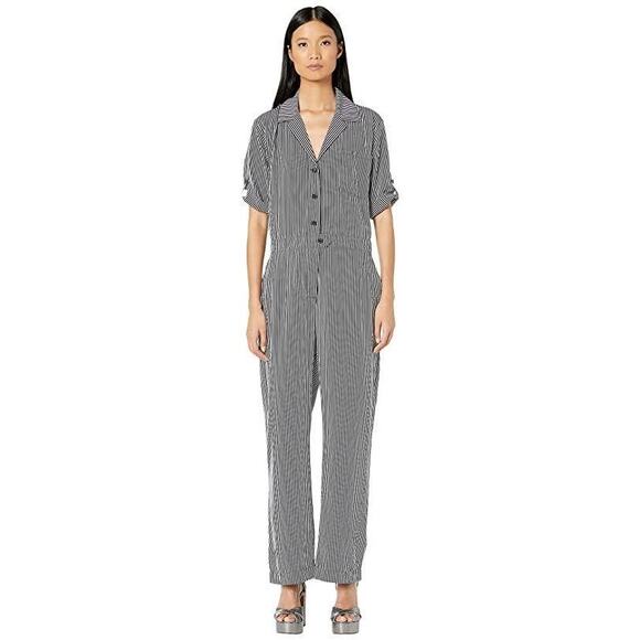Paul Smith PS Navy Blue White Striped Jumpsuit Sz 40 - Picture 1 of 12